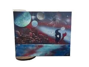 Original Houston Texans Themed Space Galaxy Spray Paint Art on Canvas